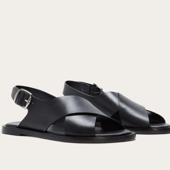 Everlane The City Crossover Black Leather Sandals Size 9